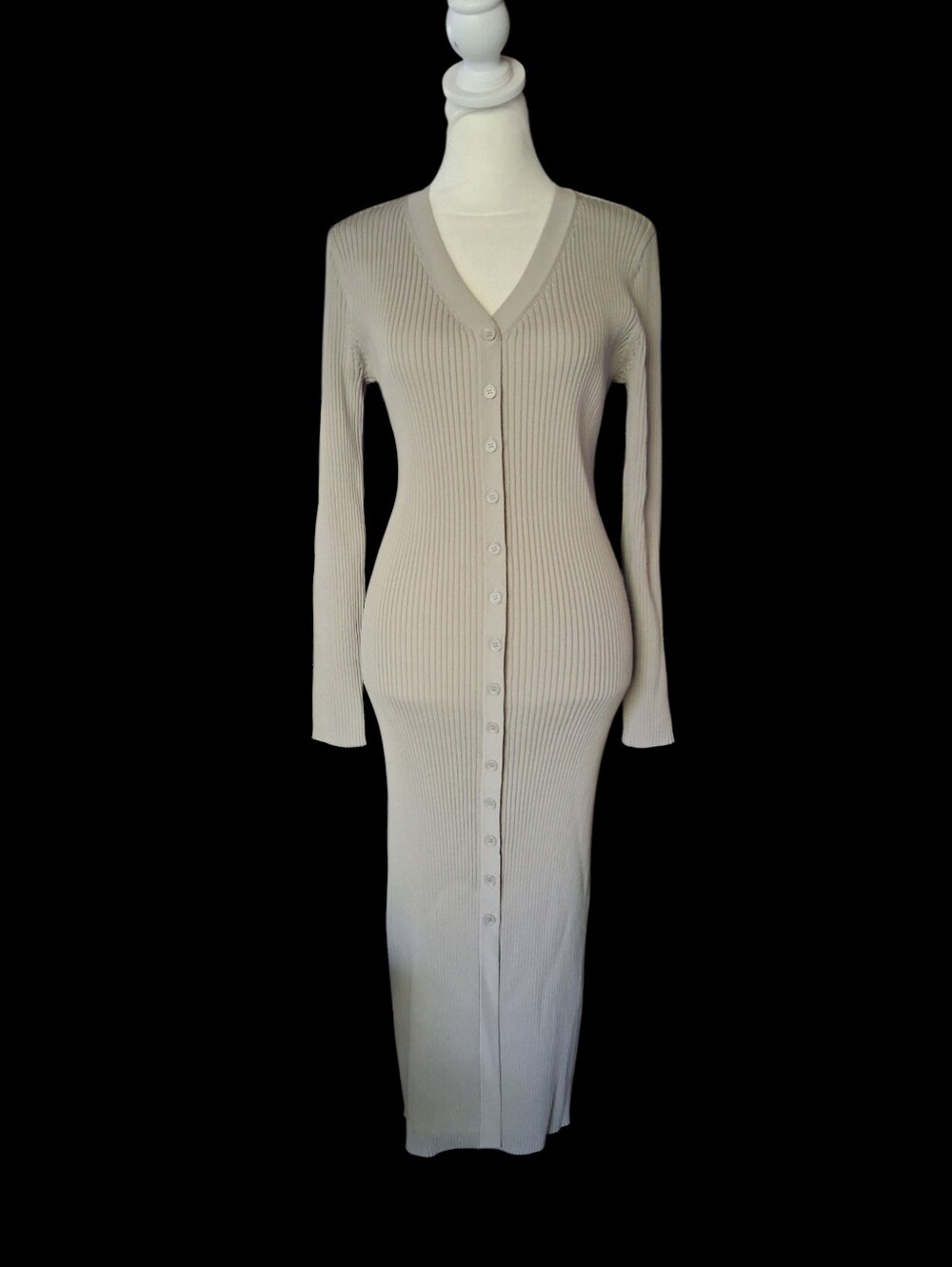 1. State Rib Knit Cardigan Dress Gray M